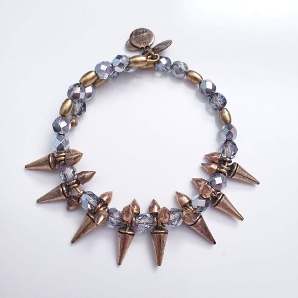 Alex and Ani Rock and Raw Lavender Glass Beaded Spiked Wrap Bangle - Picture 1 of 4
